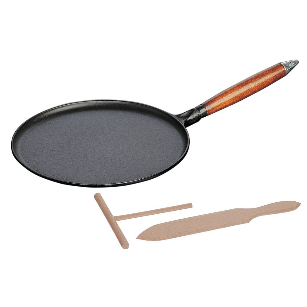 Staub 11-Inch Cast Iron Crepe Pan with Spreader & Spatula - Matte Black, Made in France | Non-Stick French Crepe Maker for Breakfast, Brunch & Dessert | Perfect for Home Cooking & Professional Kitchens