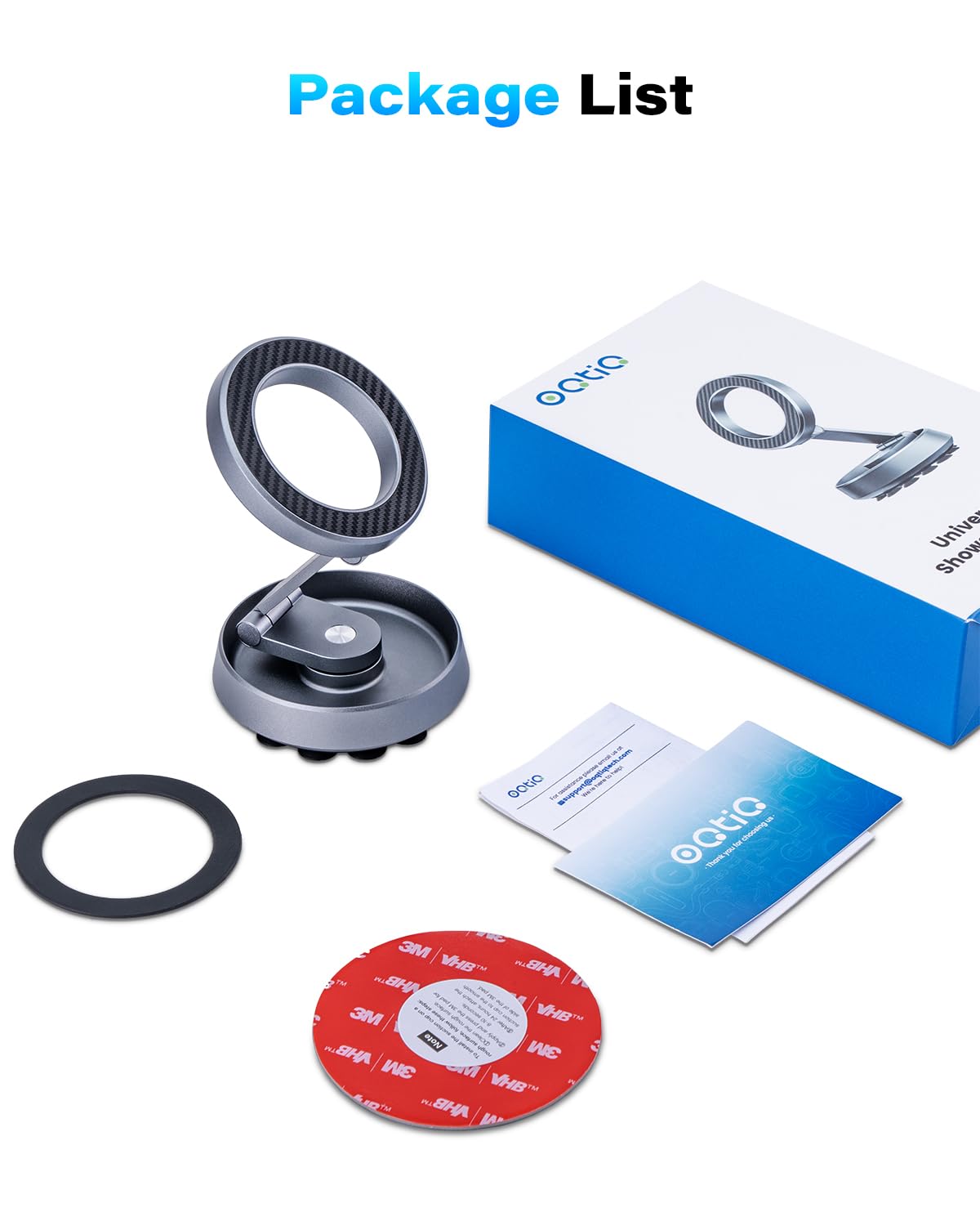 OQTIQ 2024 Aluminum Magnetic Phone Holder for Shower & Mirror - Strong Suction Cup Mount for iPhone 12-16 Series, MagSafe & All Smartphones - Perfect for TikTok Videos, Selfies & Makeup Application in Bathroom