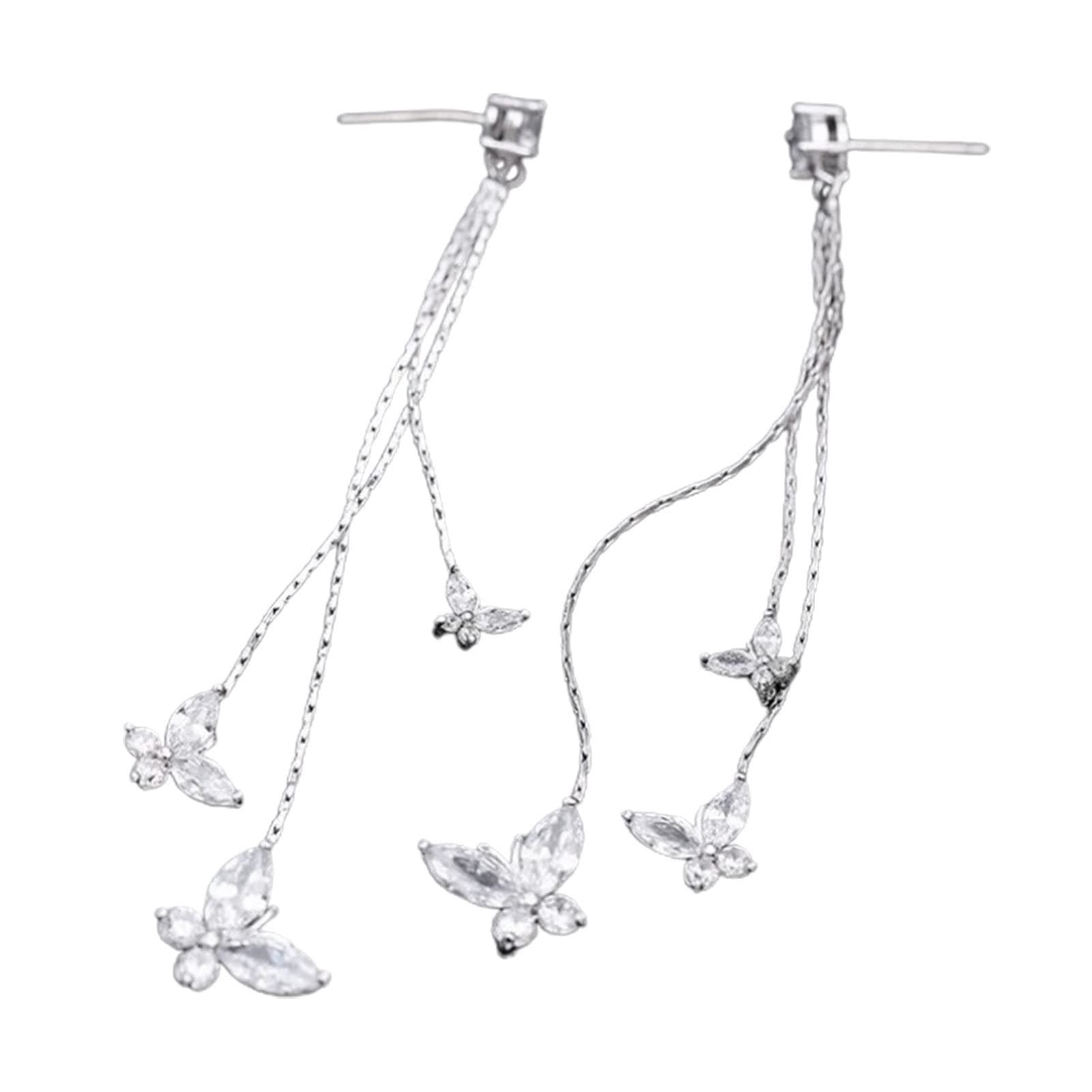Hislaves Butterfly Rhinestone Drop Earrings for Women - Sparkling Dangle Jewelry for Banquet, Party & Wedding - Elegant Fashion Accessories for Girls & Ladies