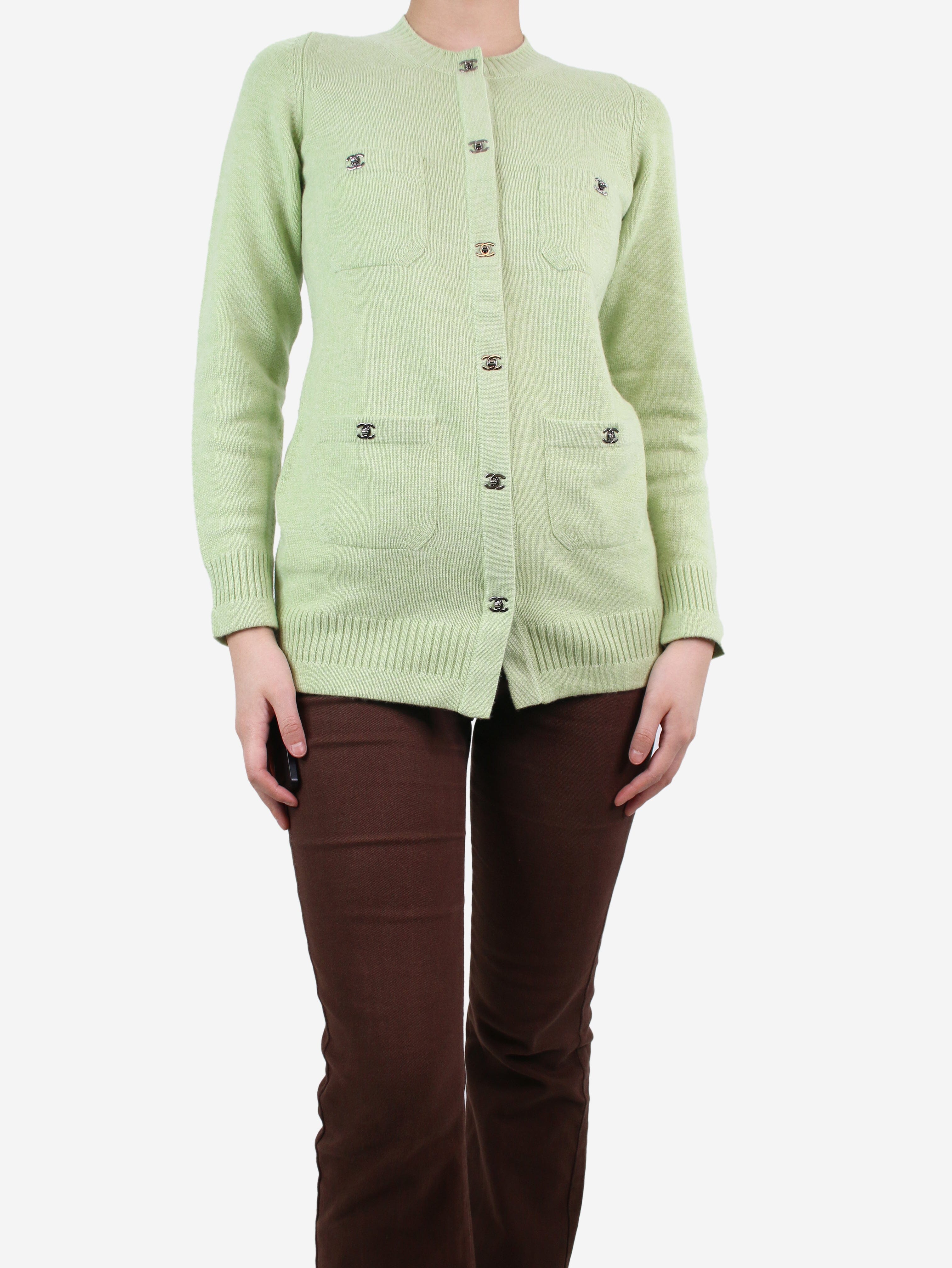 Premium Green Brand Logo Cashmere Cardigan for Women - UK Size 10 | Soft & Warm Winter Sweater | Perfect for Office, Dates & Casual Outings