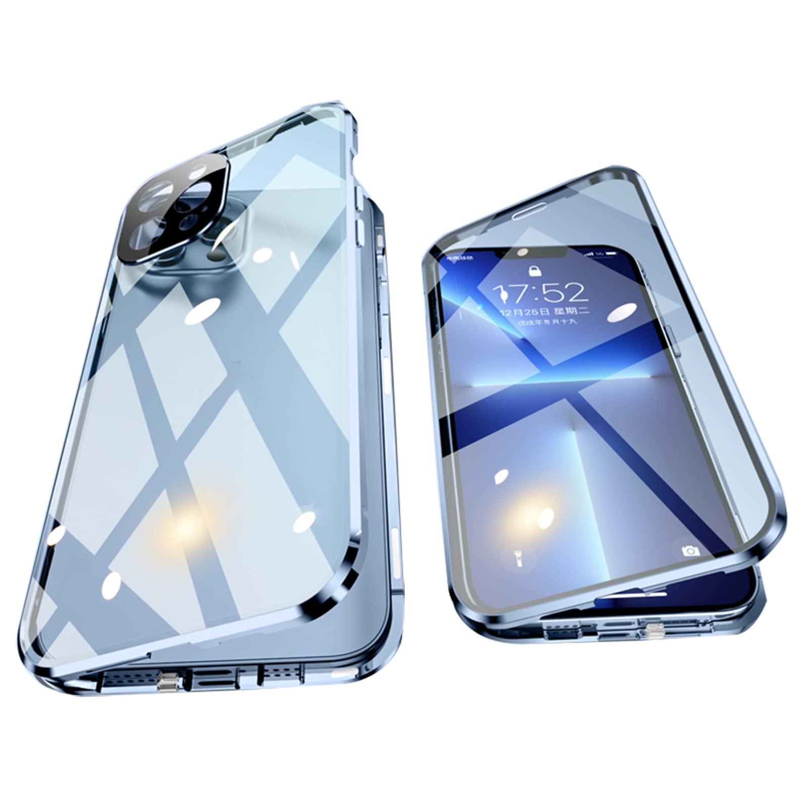 Magnetic iPhone 13 Pro Max Case with Camera Lens Protector - 360° Full Body Protection Clear Flip Cover | Shockproof Bumper Design | Perfect for Outdoor Activities & Daily Use