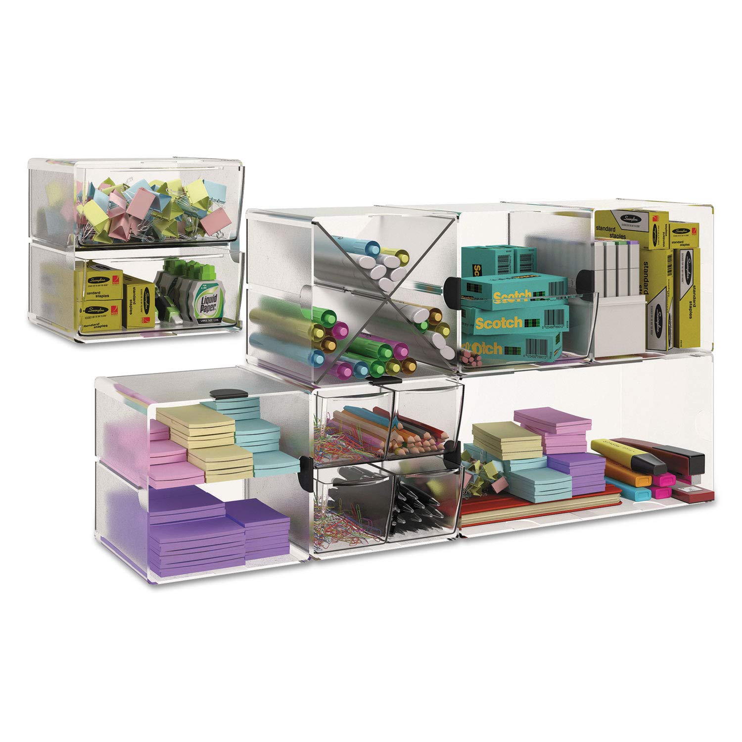 Clear Plastic Cube Organizer - Stackable Storage Bins for Home, Office & Closet Organization | Perfect for Shelves, Drawers & Underbed Storage