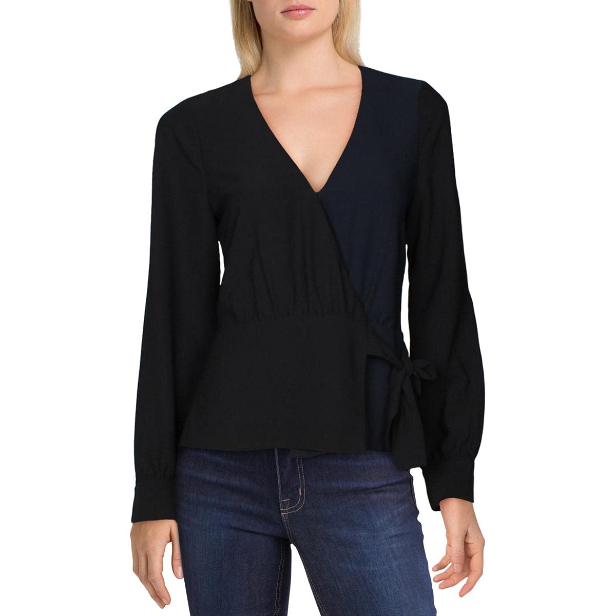 Bailey 44 Women's Long Sleeve Wrap Top - Colorblocked V-Neck Blouse for Work & Evening | Stylish Office Wear & Night Out Outfit