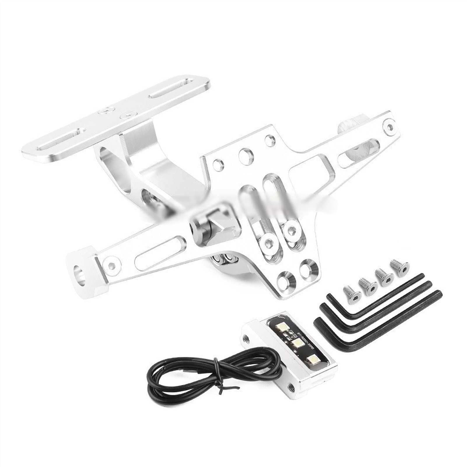Honda MSX 125 Grom 2021-2022 License Plate Frame - Silver Motorcycle Tail Light Bracket & Fender Eliminator Kit | Durable Accessories for Street Riding & Custom Bike Builds