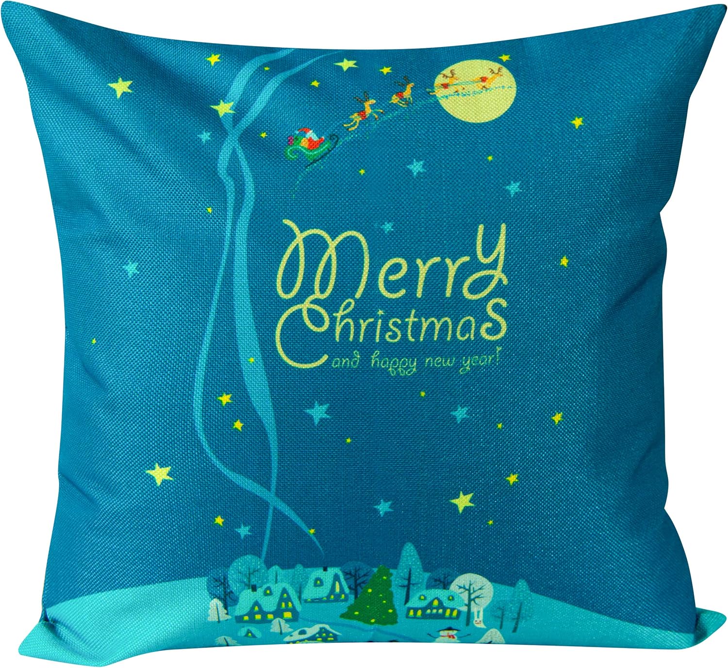 NTBAY 18x18 Inch Snowy Night Decorative Linen Pillow Cover - Soft Holiday Home Decor for Christmas, Winter Bedroom & Living Room Couch