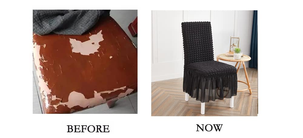 2-Pack Stretch Washable Dining Chair Slipcovers - Parsons Chair Covers with Skirt, Removable Seat Protector for Kitchen, Restaurant, Party & Wedding Decor (Black) | Perfect for Home, Hotel & Event Decorations