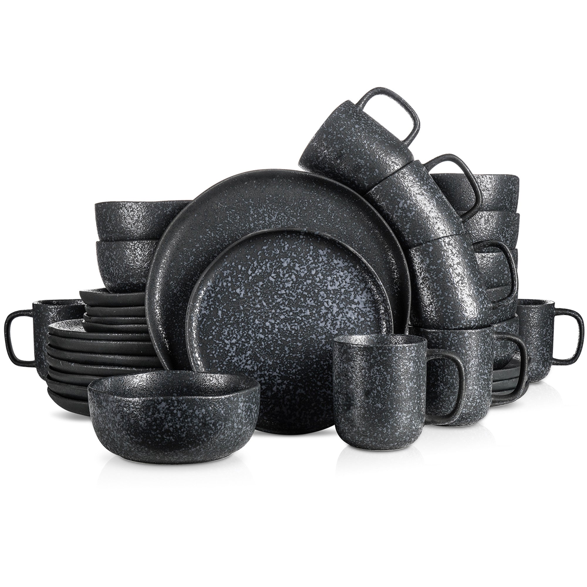 Premium Tom Stoneware Dinnerware Set - Elegant Black and White Reflection Design for Modern Dining | Perfect for Dinner Parties, Family Gatherings & Restaurant Use