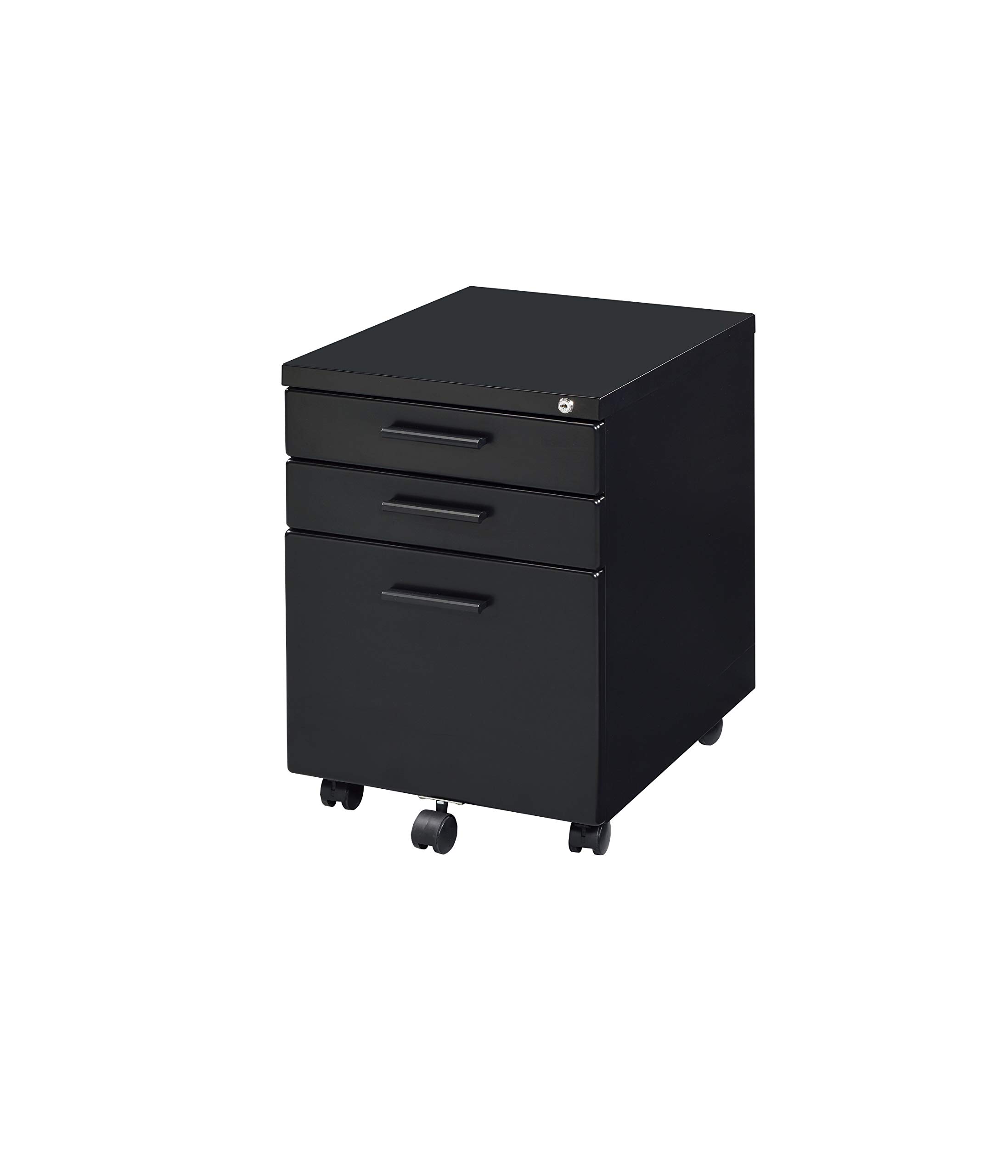 Portable Wooden File Cabinet with Drawer - Mobile Office Storage Cabinet for Home & Office Organization - Black 92880 | Perfect for Small Spaces, Document Filing & Office Supplies Storage