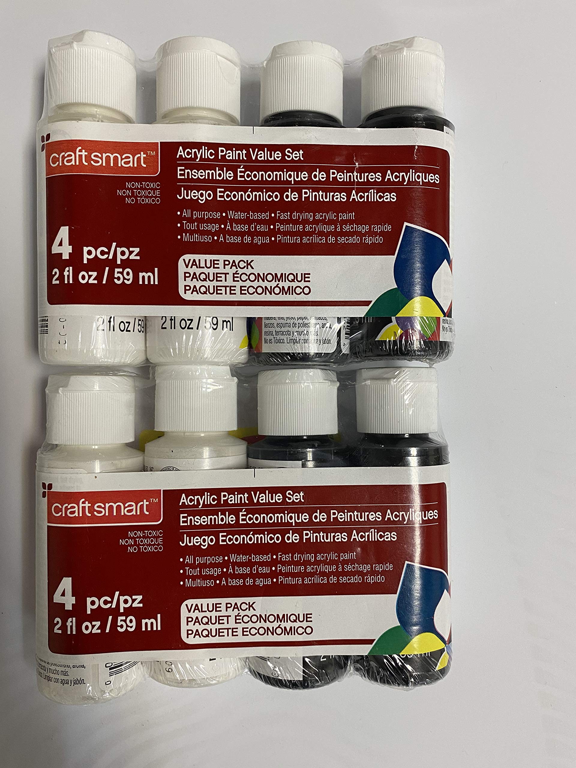 Premium Craft Smart Acrylic Paint Set - 2 Bottles (Black & White) for Canvas Painting, DIY Art Projects & Home Decor - Non-Toxic & Vibrant Colors