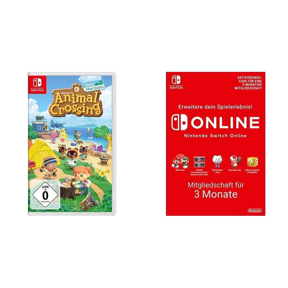 Animal Crossing: New Horizons - Nintendo Switch Game + 3-Month Nintendo Switch Online Membership | Digital Download Code | Perfect for Island Getaways & Multiplayer Fun