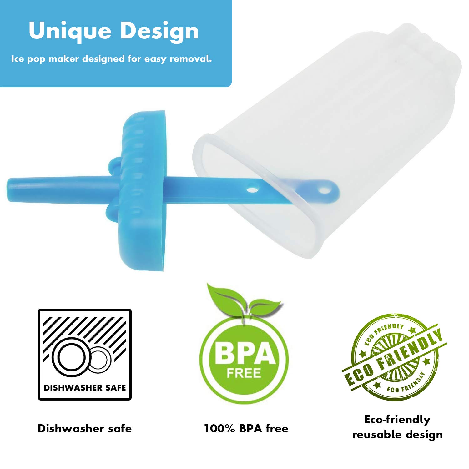 Ozera 6-Pack Reusable Popsicle Molds with Funnel & Cleaning Brush - Durable BPA-Free Ice Pop Maker for Homemade Frozen Treats - Perfect for Summer Snacks, Kids Parties & Healthy Desserts