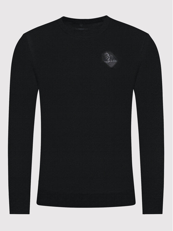 Armani Exchange Men's Black Slim Fit Pullover Sweater - Casual & Stylish for Fall & Winter Outfits