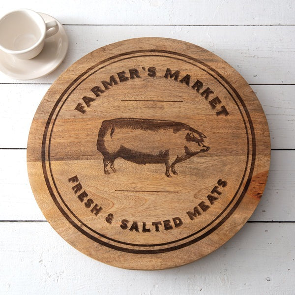 Rotating Wooden Lazy Susan Turntable for Kitchen & Dining - Spice Rack Organizer, Farmhouse Decor, Perfect for Dinner Tables, Countertops & Pantry Organization