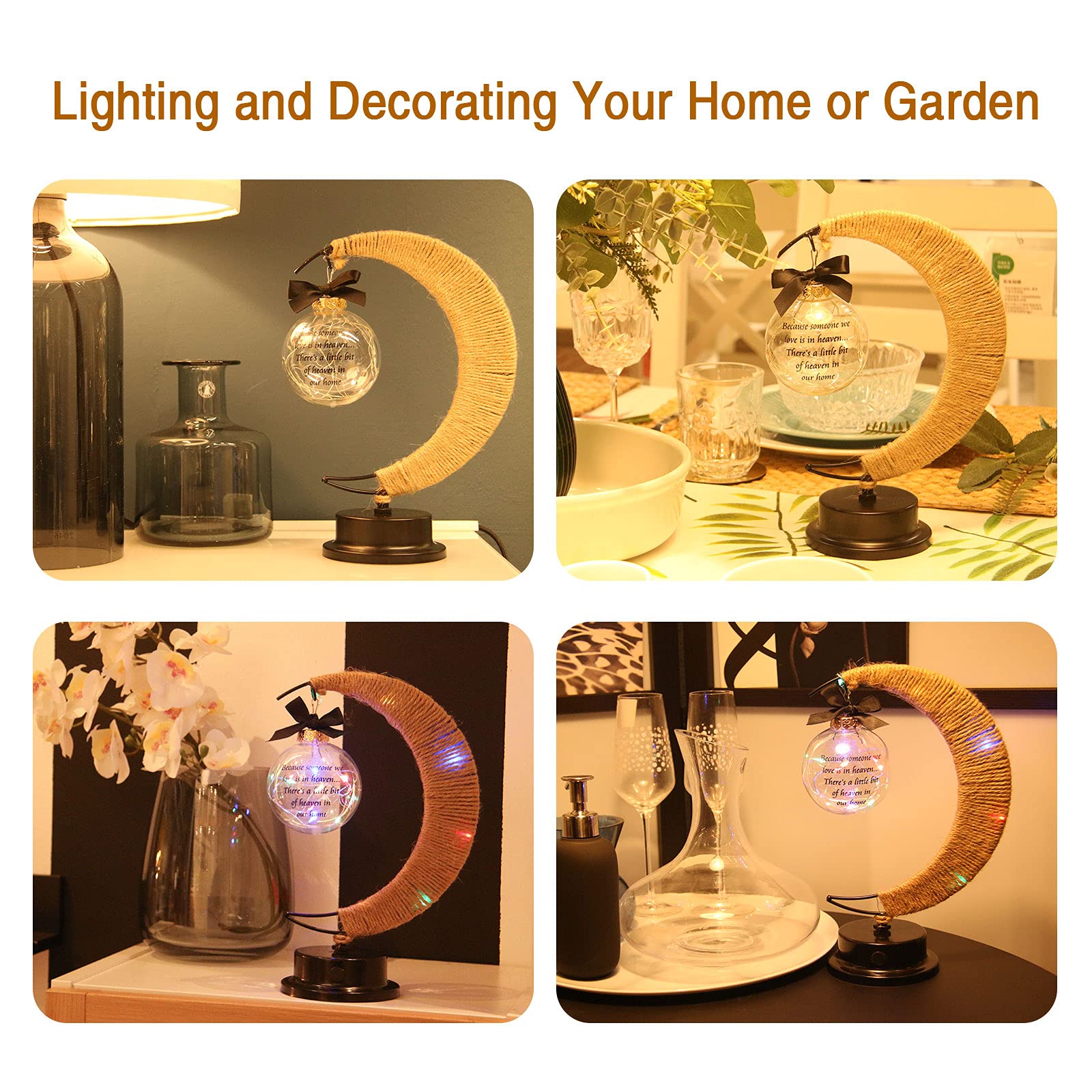 Besoamo Memorial Moon Lamp - Sympathy Gift for Loss of Mother, Father or Loved One | Bereavement, Condolence & Remembrance Gift | Perfect for Bedside, Memorial Display or Comforting Gift