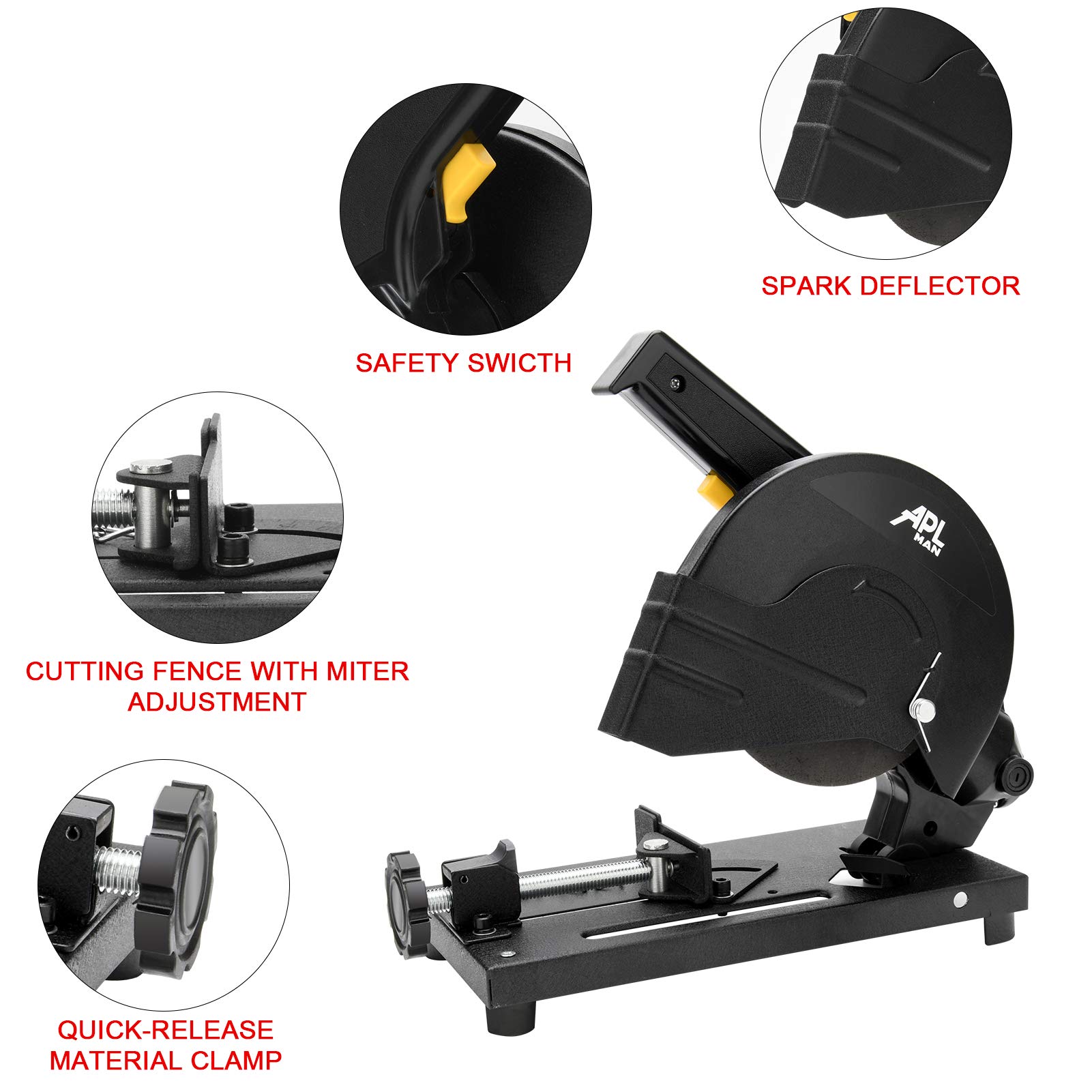 6 Inch Metal Cutting Chop Saw - 45° Angle Miter Saw for Iron, Rebar, Steel & Plastic | Perfect for DIY Projects, Metal Fabrication & Construction Work