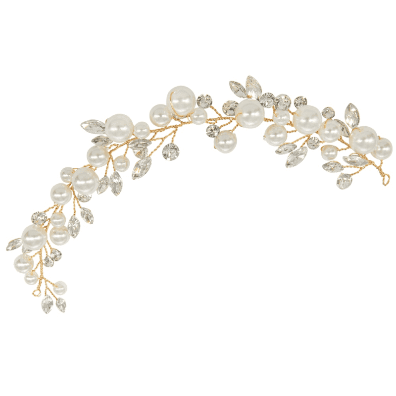 Elegant Bridal Hair Vine with Swarovski Crystals & Freshwater Pearls - Wedding Headpiece A9019 for Boho Brides, Prom, and Special Occasions