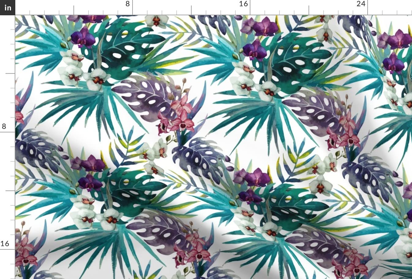 Hawaiian Watercolor Floral Pineapple Tropical Hibiscus Printed Minky Fabric - Soft Fat Quarter for Sewing Baby Blankets, Quilt Backing, Plush Toys | Perfect for Summer Crafts, DIY Projects & Home Decor