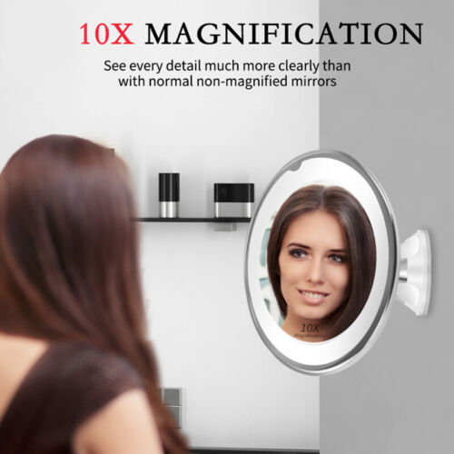 10x Magnifying LED Makeup Mirror with Adjustable Brightness - 360° Swivel Design for Bathroom, Vanity & Travel | Perfect for Makeup, Skincare & Grooming