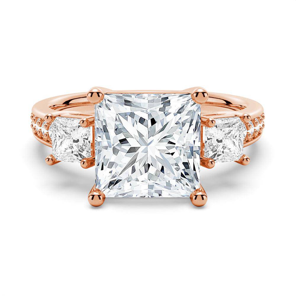 Three Stone Princess Cut Moissanite Engagement Ring for Women – Perfect for Proposals, Weddings & Anniversaries