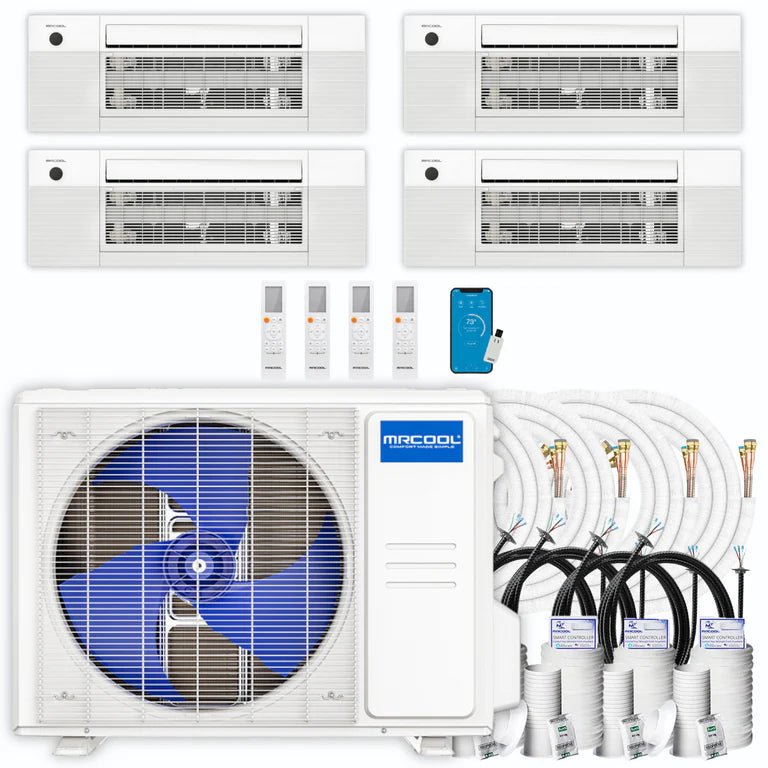 MRCOOL DIY 4th Gen 48,000 BTU 21 SEER 4-Zone Ductless Mini Split AC Heat Pump System with Ceiling Cassettes (12K+12K+12K+12K) - Perfect for Whole Home Cooling & Heating, Basements, Garages, and Commercial Spaces