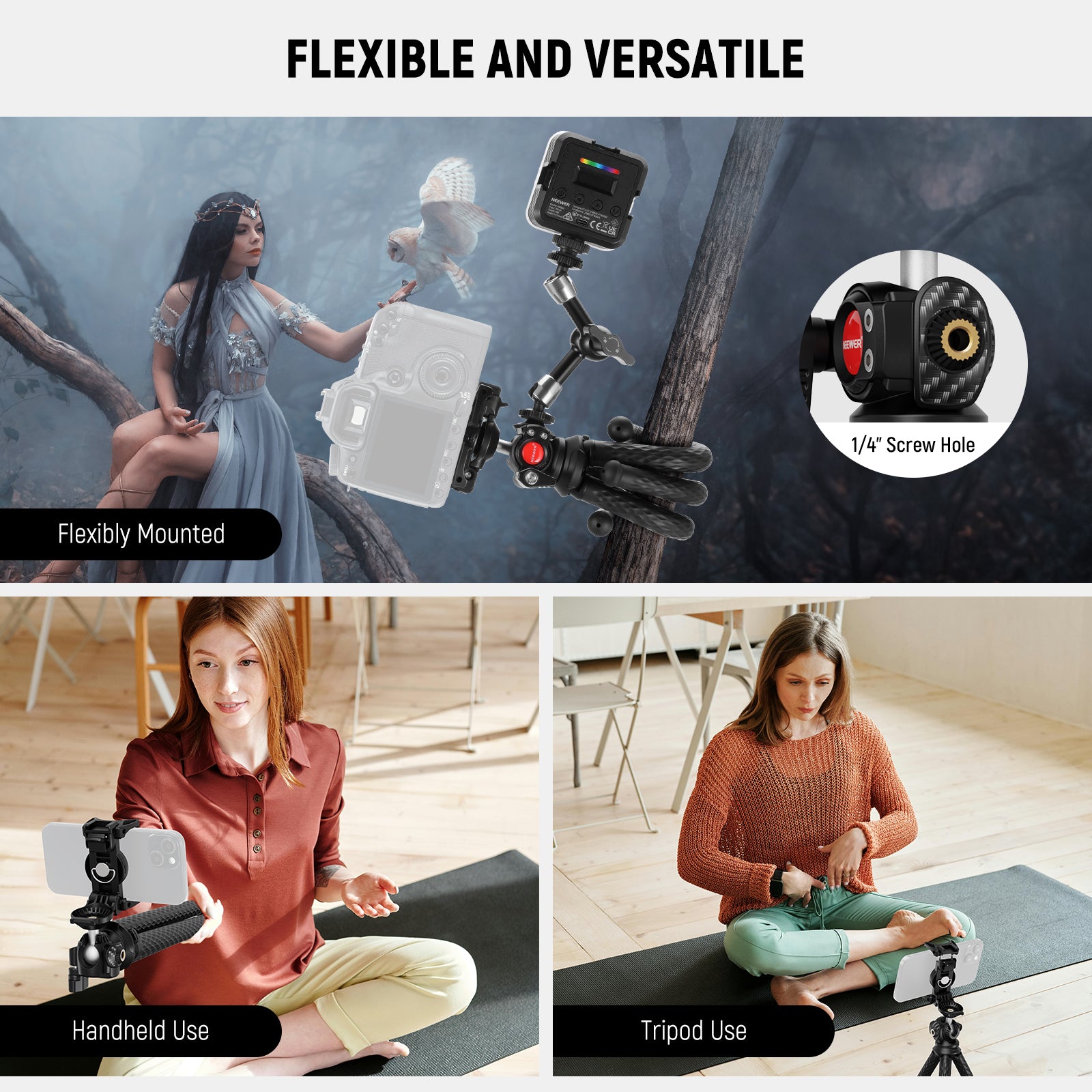 NEEWER TP34 Flexible Tripod Stand with Wireless Remote - Perfect for Smartphone Photography, Vlogging, YouTube Videos & Travel Shots