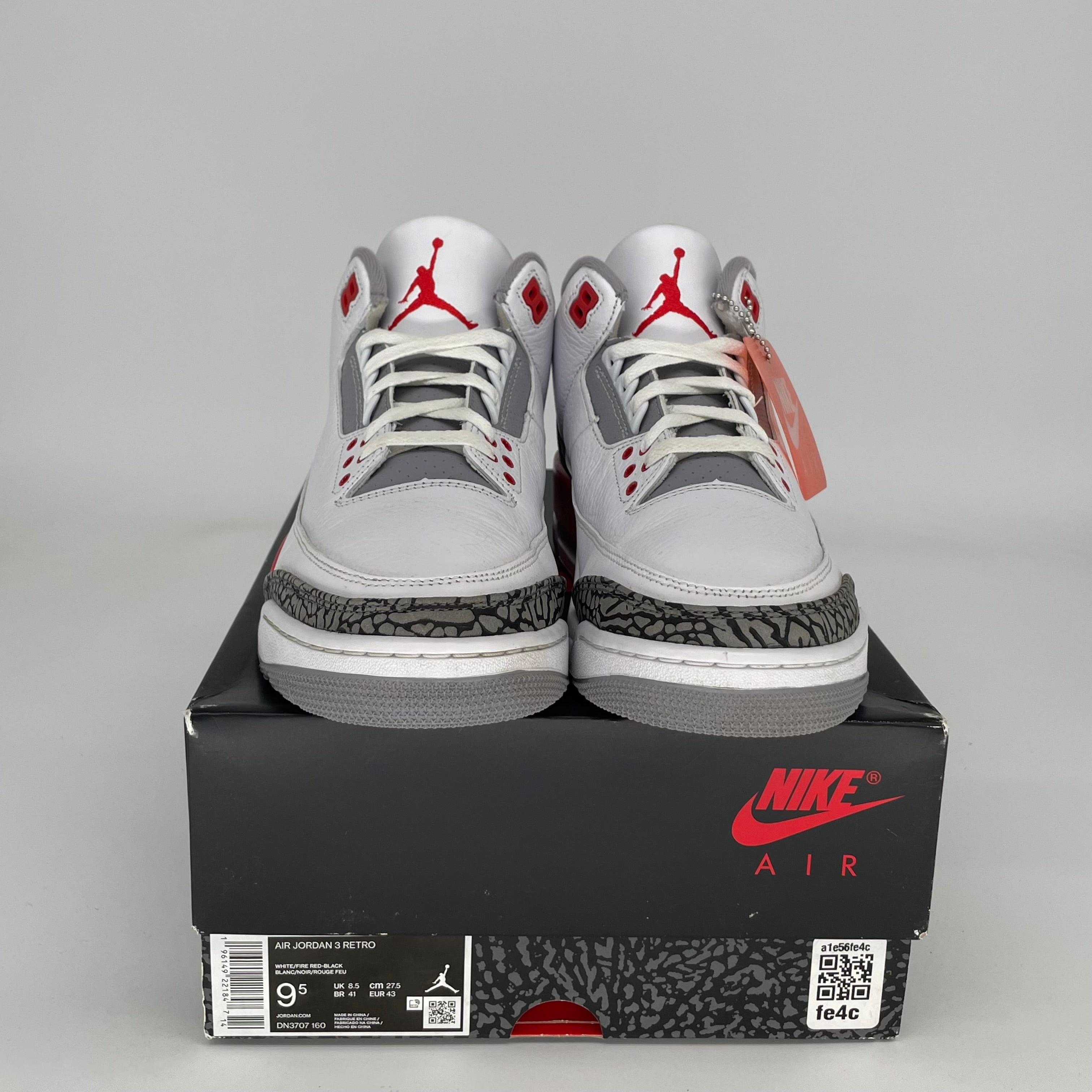 Air Jordan 3 Fire Red Men's Basketball Shoes Size 9.5 DN3707-160 - Retro Sneakers for Casual Wear, Street Style & Sneaker Collectors