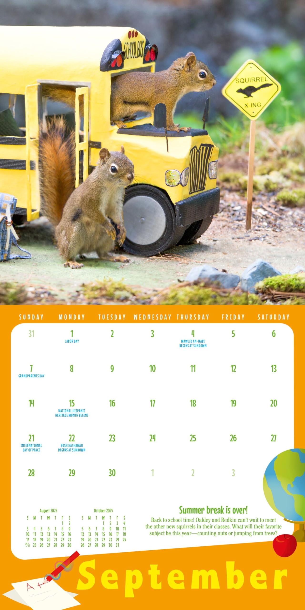 The Secret Life of Squirrels Mini Wall Calendar 2025 - Cute Animal Planner for Home, Office & School Organization | Perfect Gift for Nature Lovers