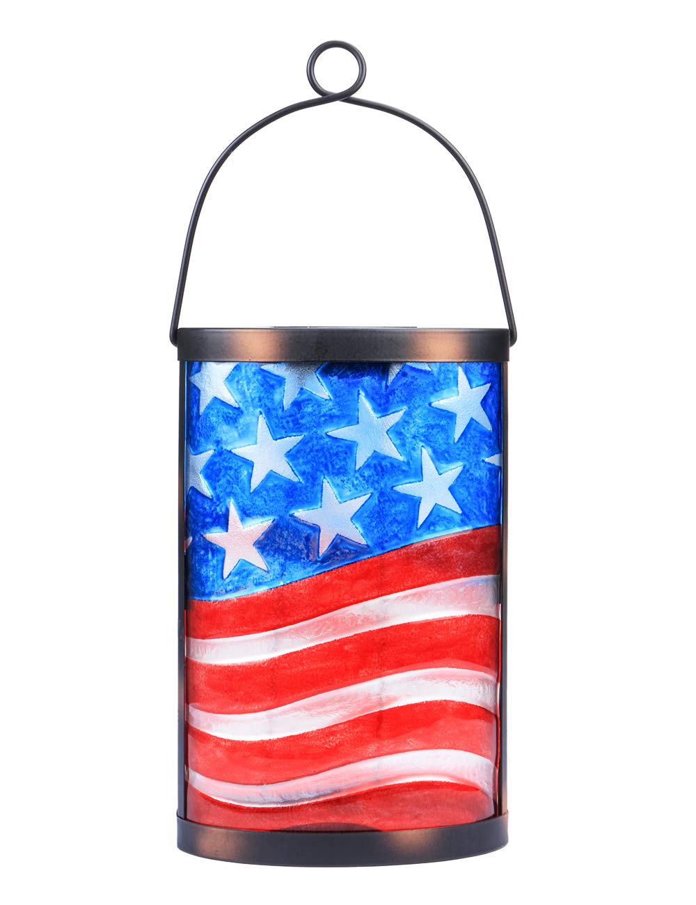 Waterproof Solar LED American Flag Lights - Outdoor Hanging & Tabletop Lantern for Patio, Garden, Deck, Yard Decor | Perfect for 4th of July, Memorial Day, and Patriotic Events