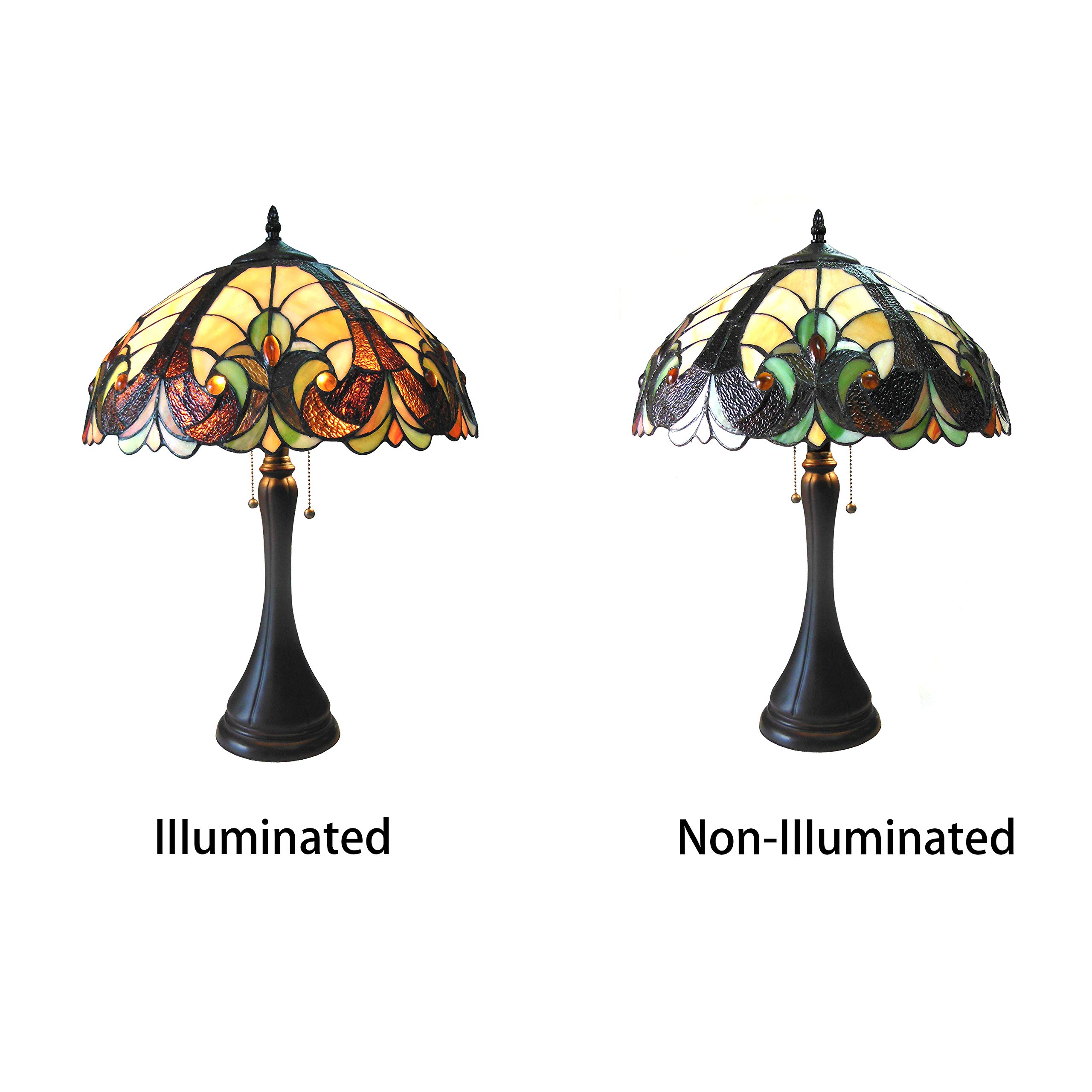 Tiffany-Style 2 Light Victorian Table Lamp with 16