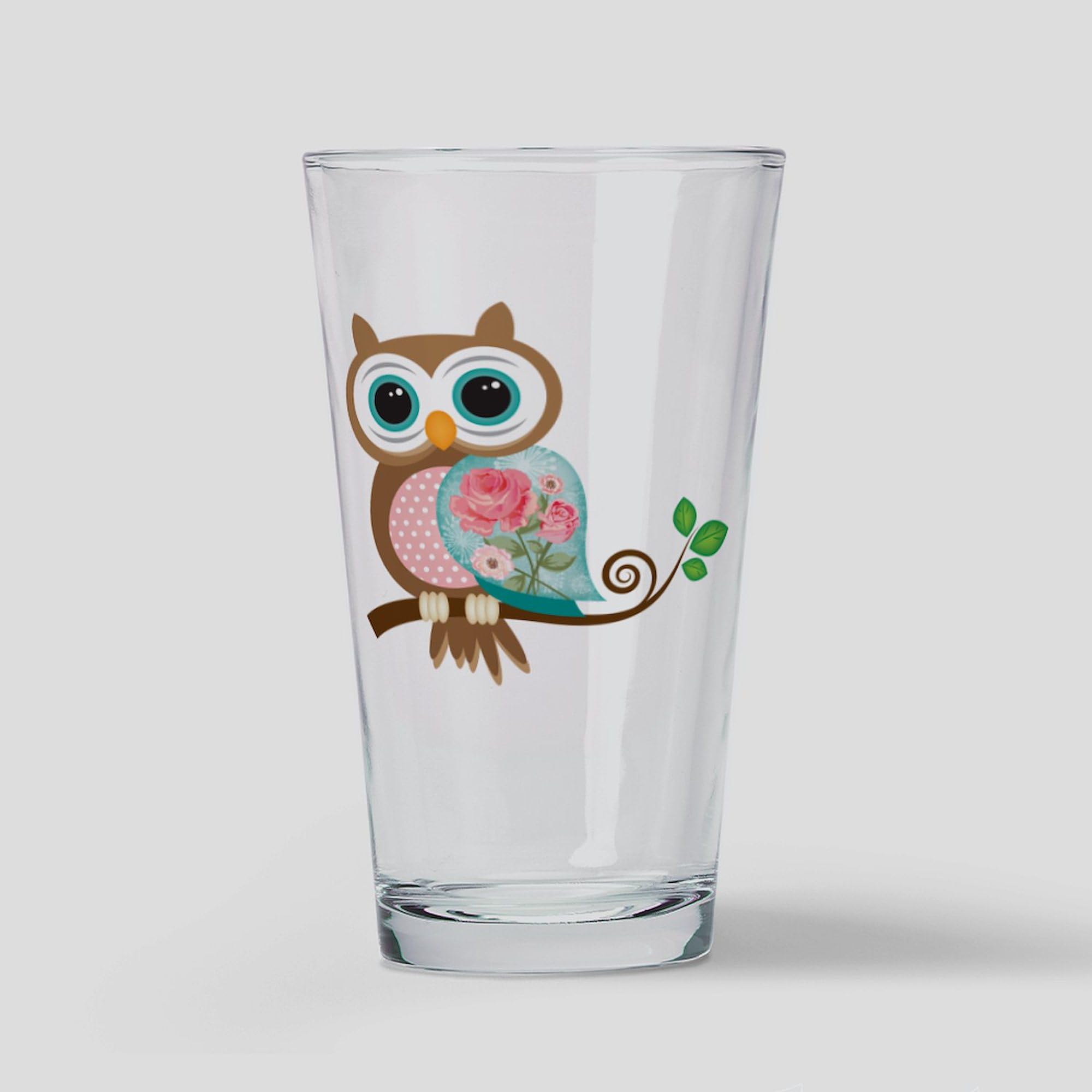 Vintage Owl Pint Glass - 16 oz. Barware Drinking Glass with Unique Design - Perfect for Beer, Cocktails & Home Decor - Great Gift for Beer Lovers & Owl Collectors