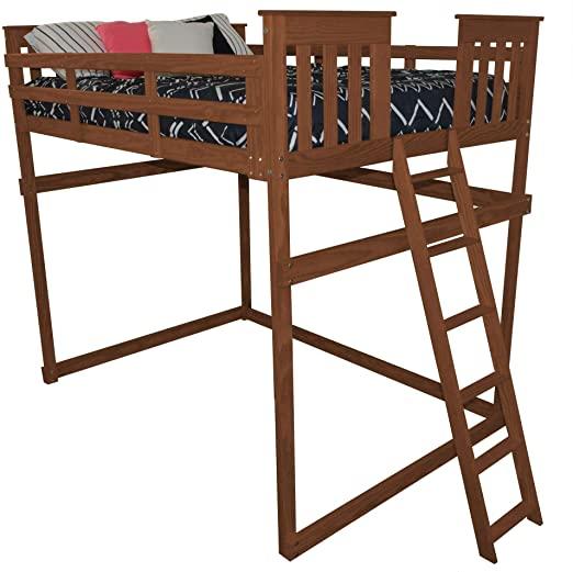 A&L Furniture Mission Style Loft Bed with End Ladder - Space Saving Twin Size Bed for Kids & Teens - Perfect for Small Bedrooms, Dorm Rooms & Studio Apartments
