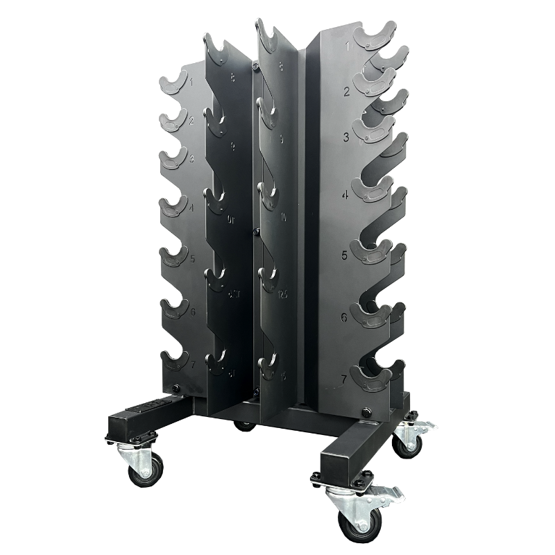 Heavy Duty Rubber Hex Dumbbell Rack with Wheels - Storage Organizer for 1KG to 15KG Weights - Perfect for Home Gym, Fitness Studio & Garage Workout Space