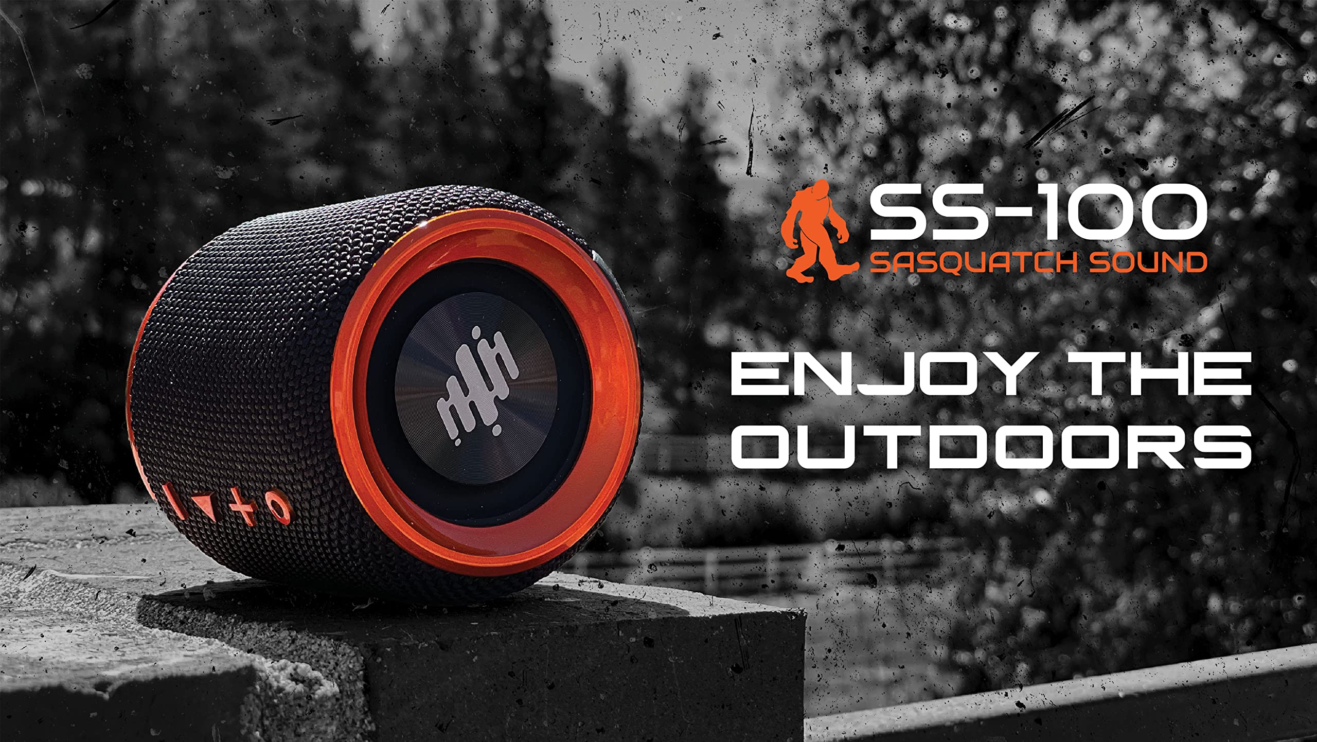 Pure-Hypr Audio SS-100 Sasquatch Sound Weatherproof Bluetooth Speaker - Portable Outdoor Speaker with Powerful Bass, Built-in FM Radio, Rugged Design & Long Battery Life (Black) - Perfect for Camping, Beach Parties & Backyard BBQs