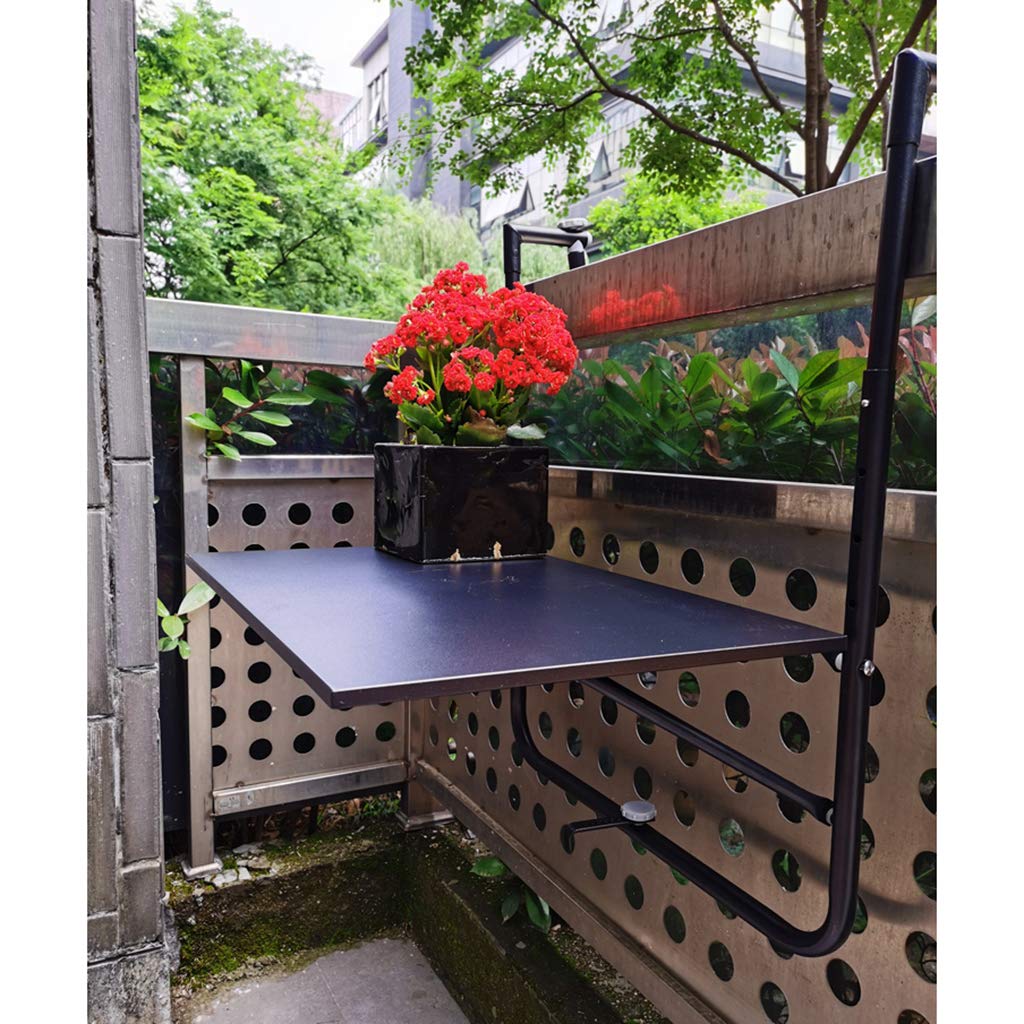 Foldable Outdoor Balcony Hanging Table - Adjustable Folding Deck Table for Patio Railing, Garden & Small Space Dining - Fits Railings from 0.5cm - Perfect for Coffee, Breakfast & Relaxing on Your Balcony or Deck