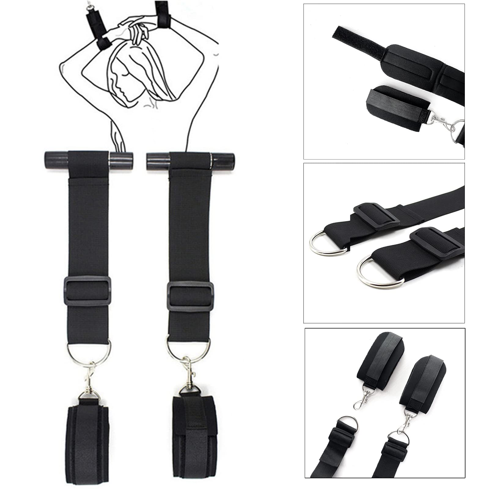 SUPKTHDY Sexy Handcuffs for Couples - Black Bondage Restraints for BDSM, SM & Beginners - Durable Metal Handcuffs for Erotic Play & Bedroom Fun - Perfect for Role Play, Spicing Up Relationships & Sensual Exploration