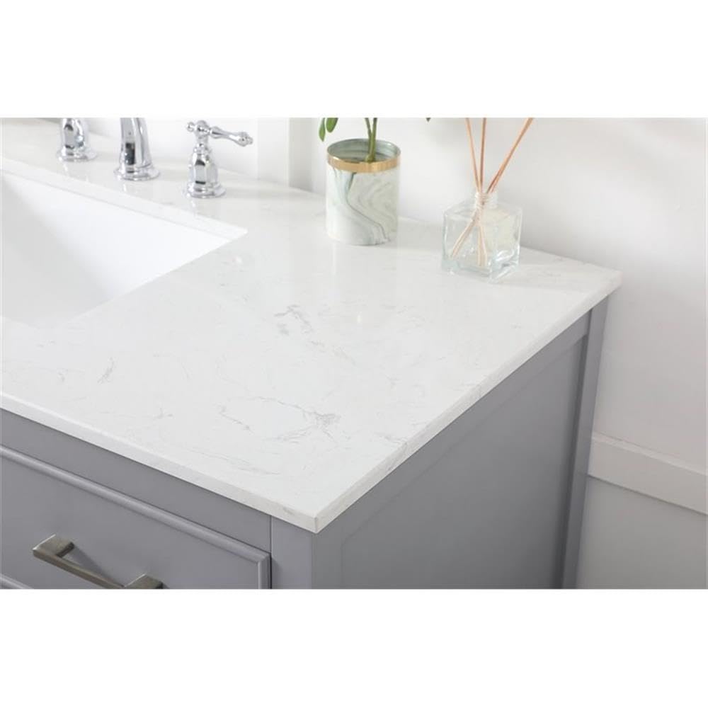 48 Inch Modern Gray Bathroom Vanity with Aluminum Alloy Frame & MDF Top - Elegant Single Sink Cabinet for Small Bathrooms, Powder Rooms & Master Baths