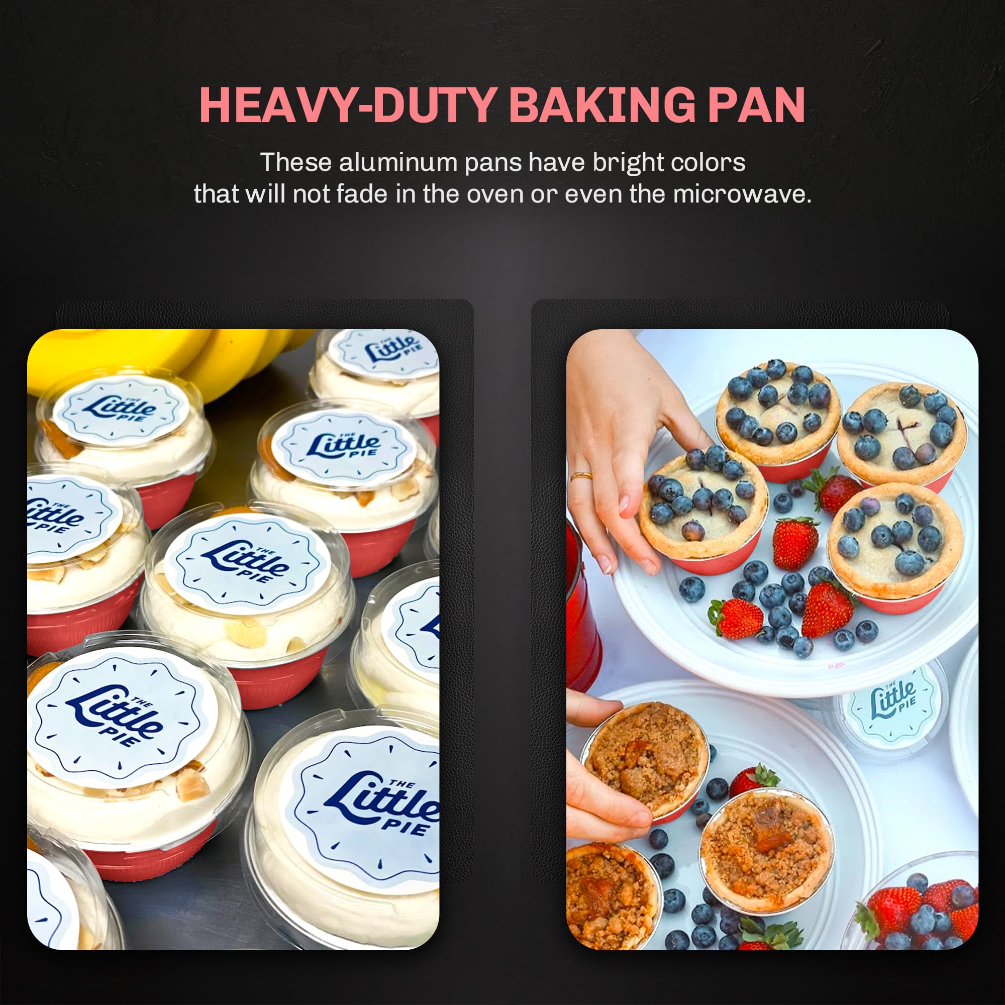 KitchenDance 4oz Disposable Colored Aluminum Baking Cups with Lids - 2000 Pack Red Stackable Foil Pans for Creme Brulee, Flan, Cupcakes & Desserts - Perfect for Home Baking, Party Catering & Restaurant Use