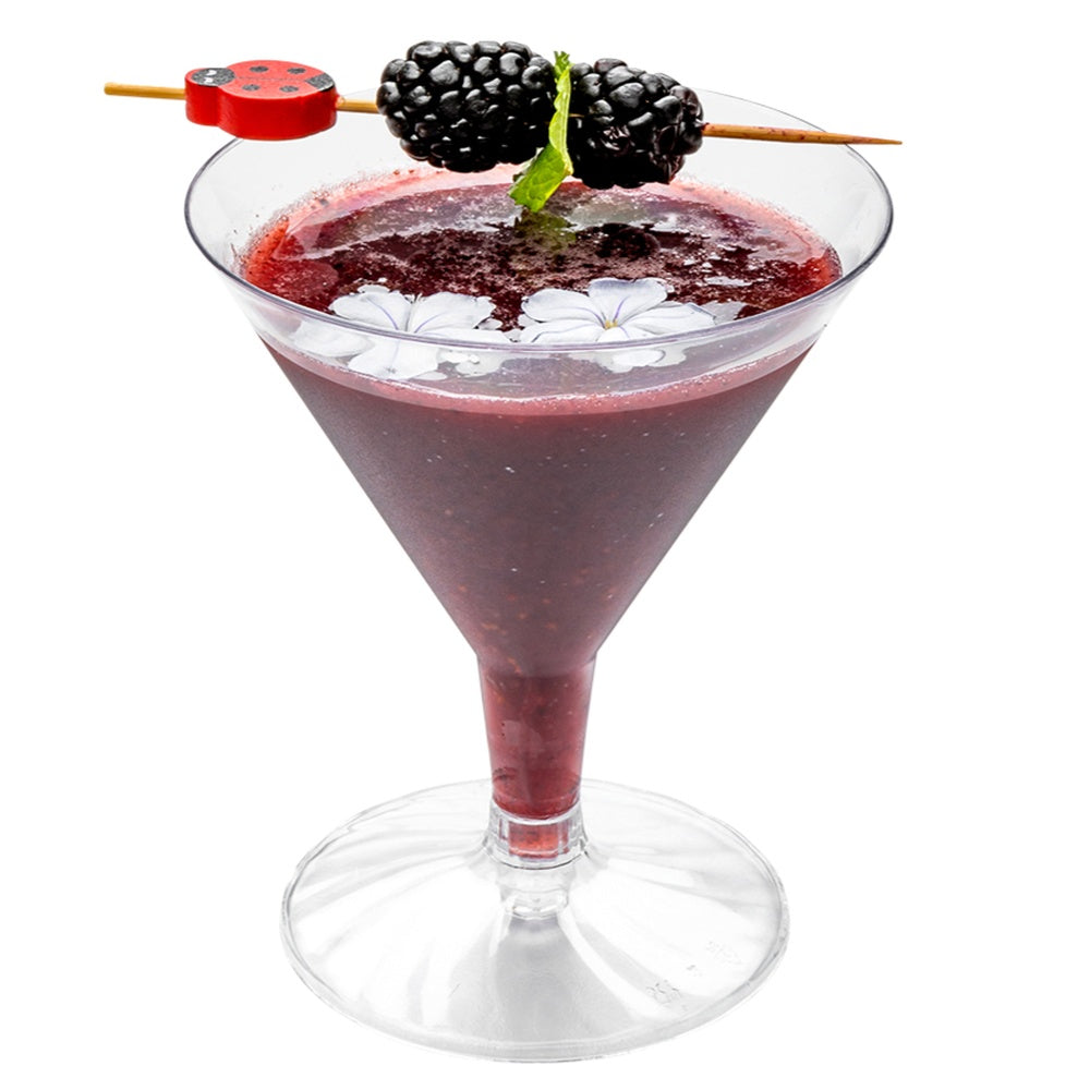 5 oz Clear Plastic Martini Glasses - Round Cocktail Cups (3.25