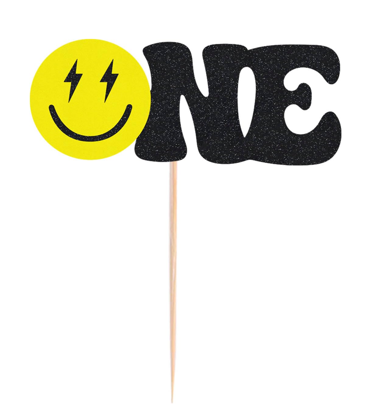 Happy Dude Cake Topper - Smiley Face Birthday Party Decorations - 1st Birthday Cake Decor for Baby Shower, Gender Reveal Party - Fun Photo Booth Props for Birthday Celebrations & Special Events