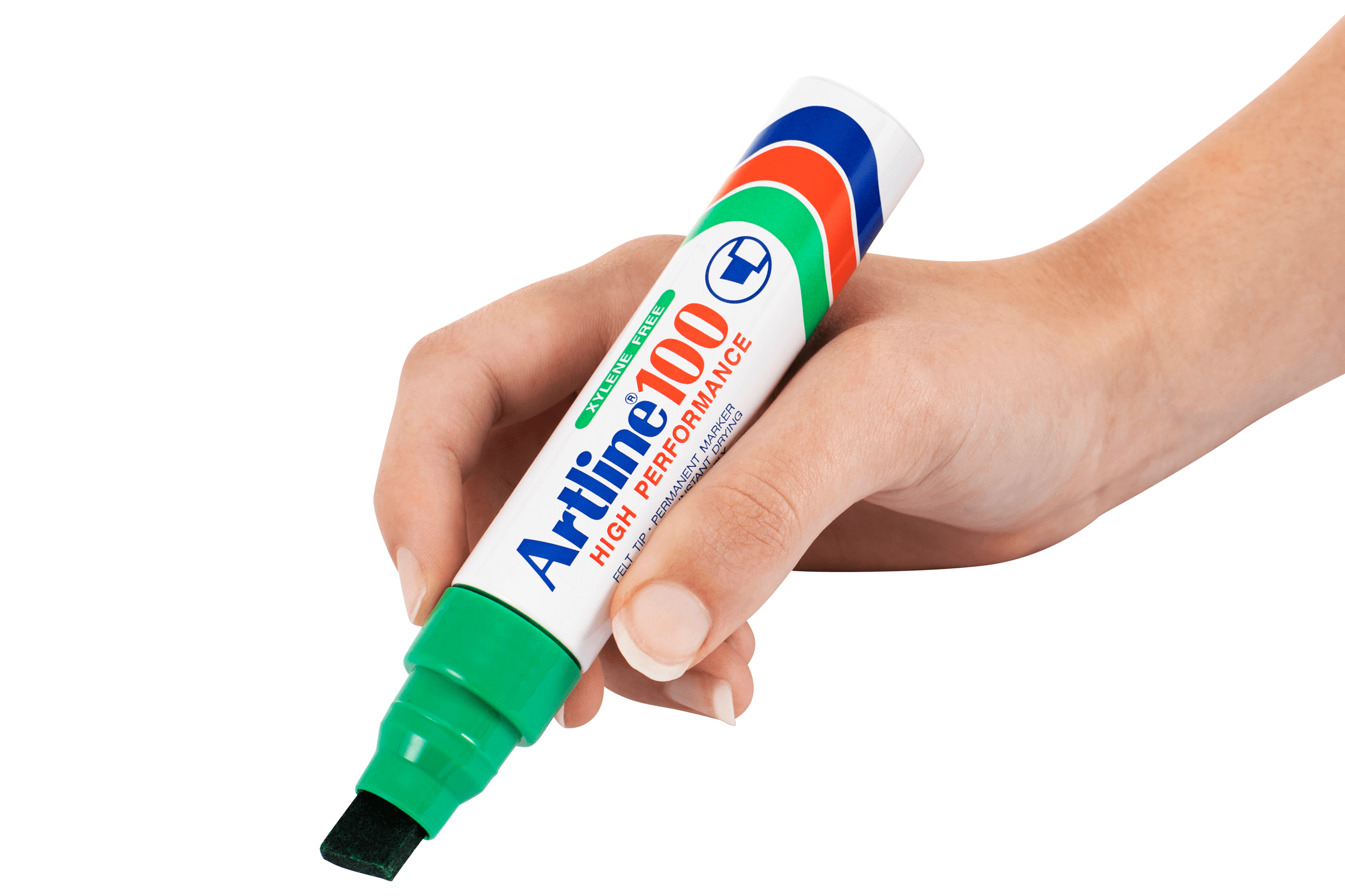 Artline 100 Permanent Marker Chisel Tip Green - Pack of 6 - Bold Industrial Markers for Labeling, DIY Projects & Office Use
