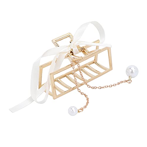 Alloy Jaw Hair Clamps - Non-Slip Durable Hair Claw Clips for Women, Fashionable Hair Styling Accessories with Square Ribbon Design - Perfect for Parties, Weddings & Everyday Use