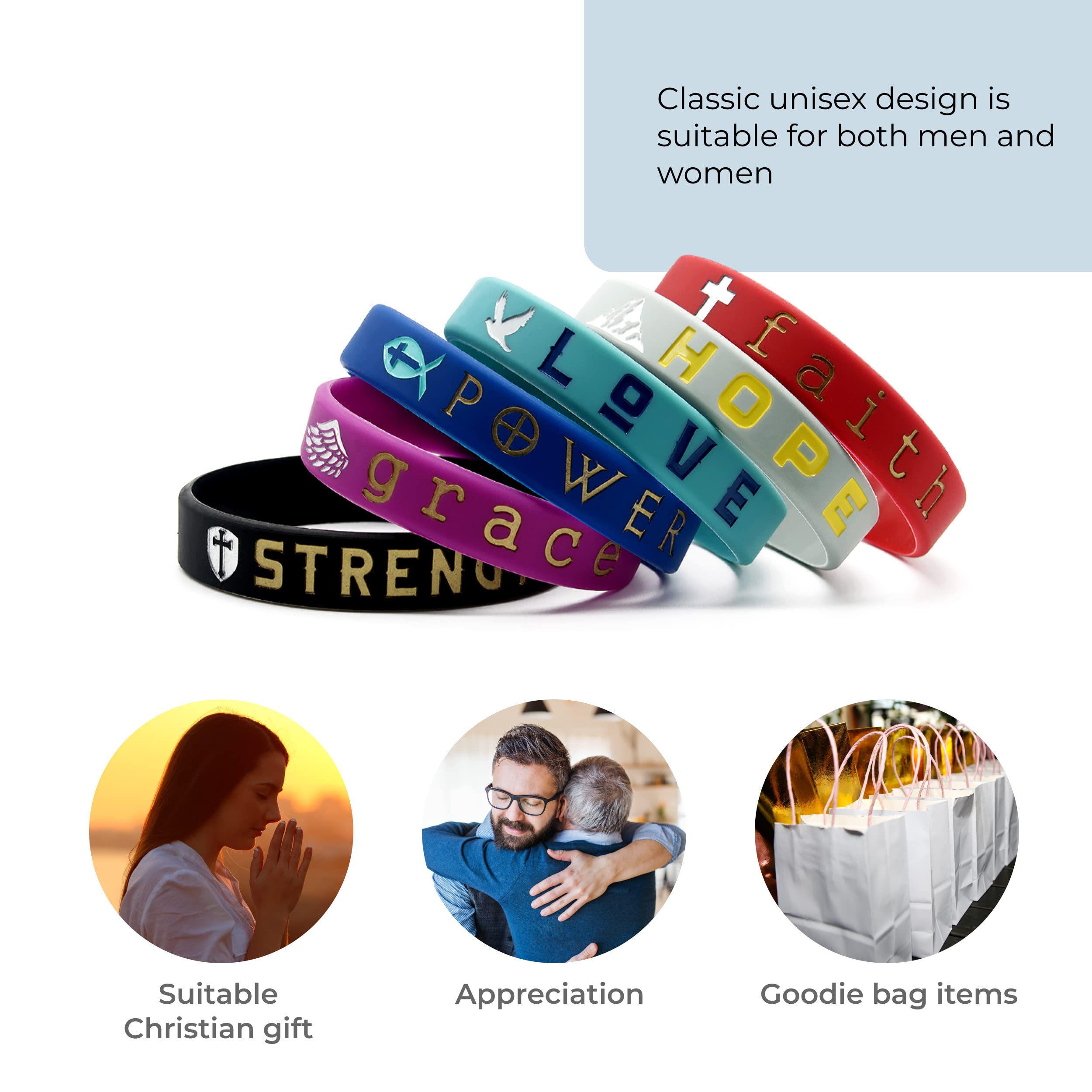 Inspirational Bible Silicone Wristbands 12 Pack - Christian Motivational Bracelets for Men & Women - WWJD Rubber Wristbands, Durable Religious Gifts for Faith & Encouragement - Perfect for Church Groups, Bible Study & Daily Inspiration