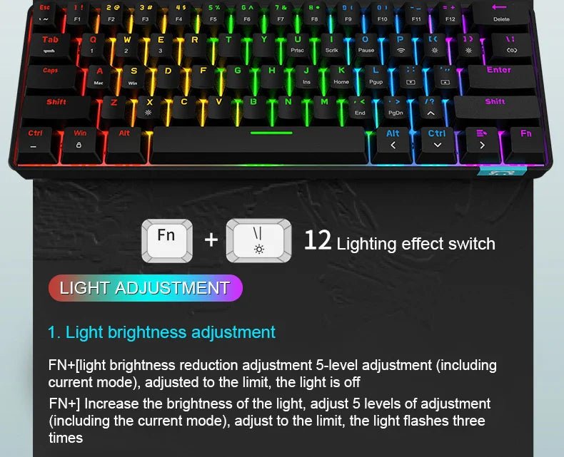 Ajazz STK61 Pink RGB Mechanical Gaming Keyboard with Red Switches - Perfect for Typing, Gaming & Office Work