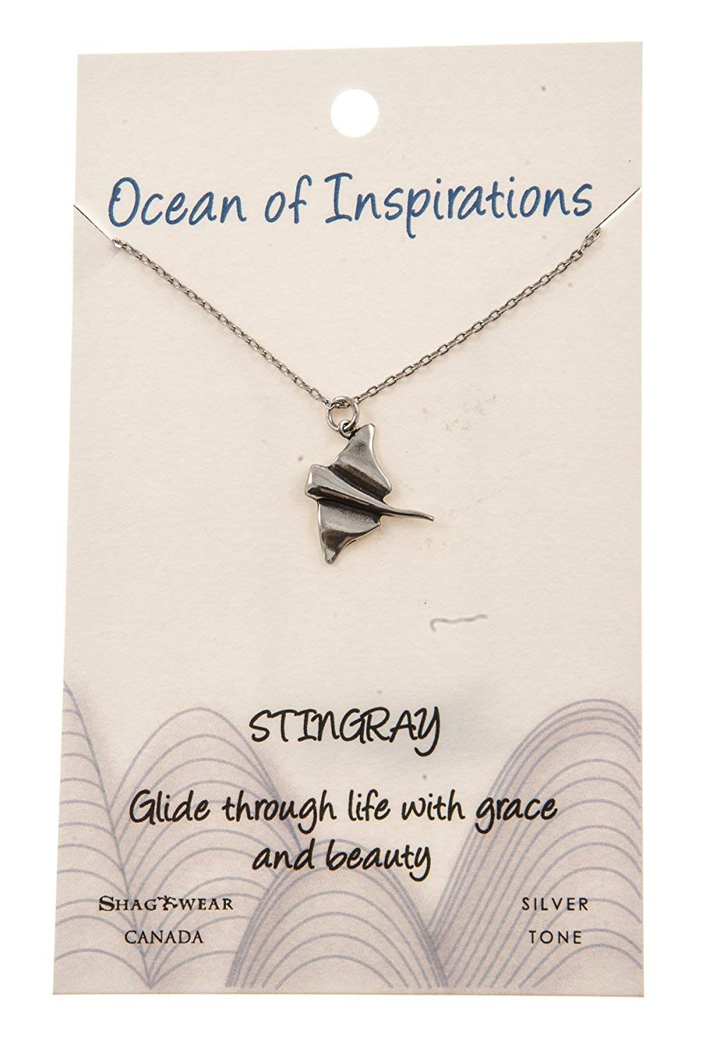 Shag Wear Women's Ocean Inspired Pewter Pendant Necklace - Elegant Beach Jewelry for Summer Outfits & Boho Style Accessories