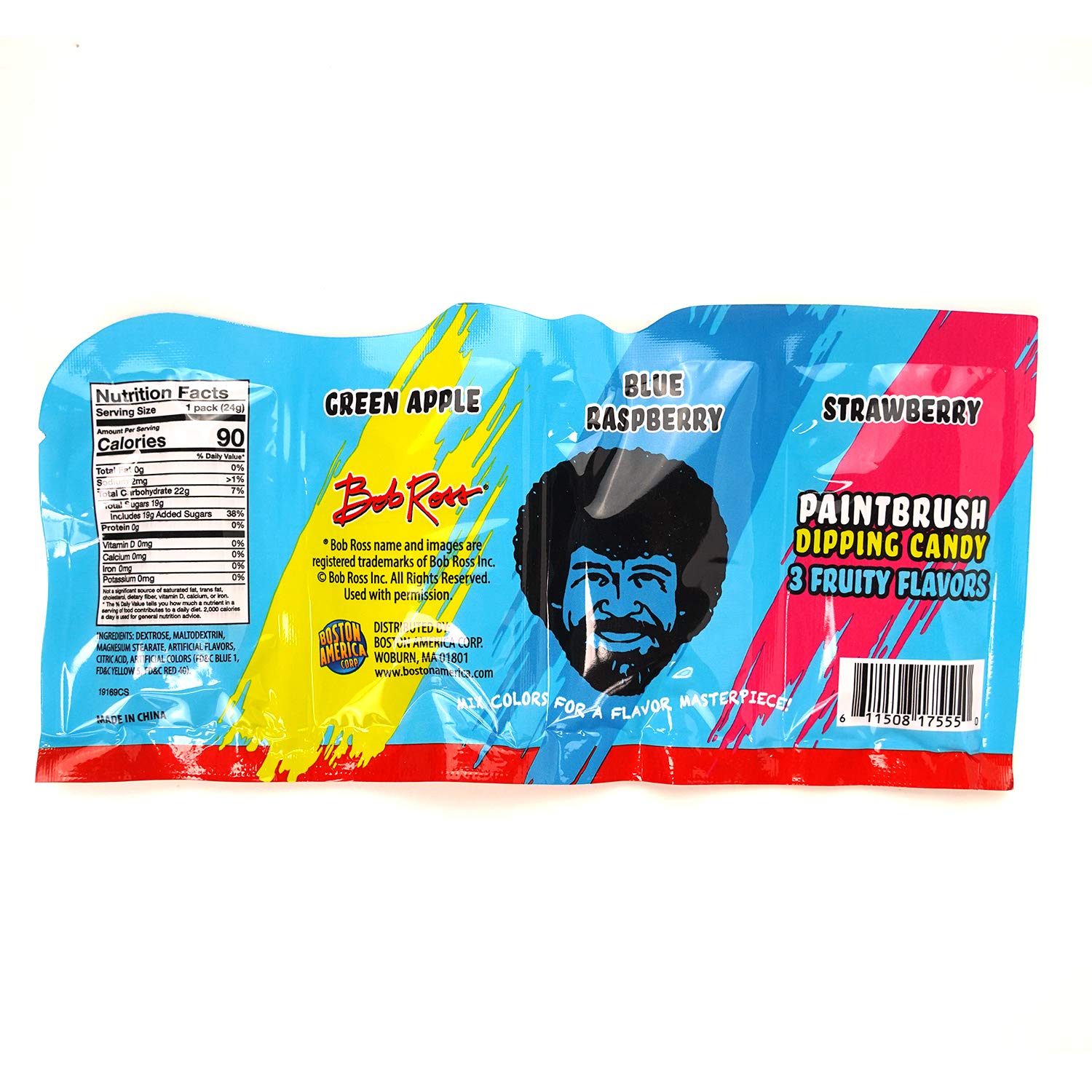 Bob Ross Flavor Palette - 18 Pack Paintbrush Dipping Candy with 3 Fruity Flavors (Strawberry, Blue Raspberry, Green Apple) - Includes 2 GosuToys Stickers - Perfect for Art-Themed Parties, Classroom Rewards & Creative Snacking