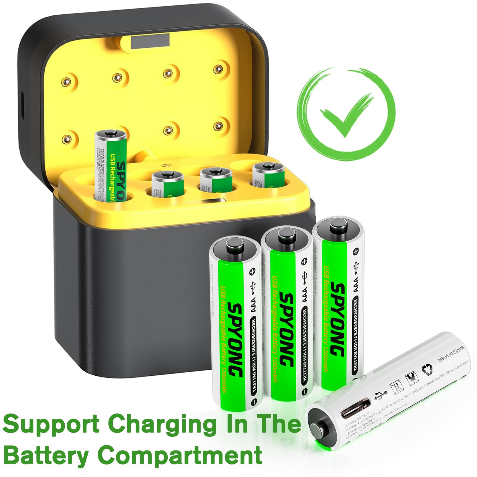 10-Pack AAA Rechargeable Batteries 1.5V Lithium Ion - 1200mWh High Capacity, 1500+ Charge Cycles, Fast USB-C Charging in 40 Minutes with 4-in-1 Cable - Perfect for Wireless Keyboards, Gaming Controllers, Smart Home Devices & Toys