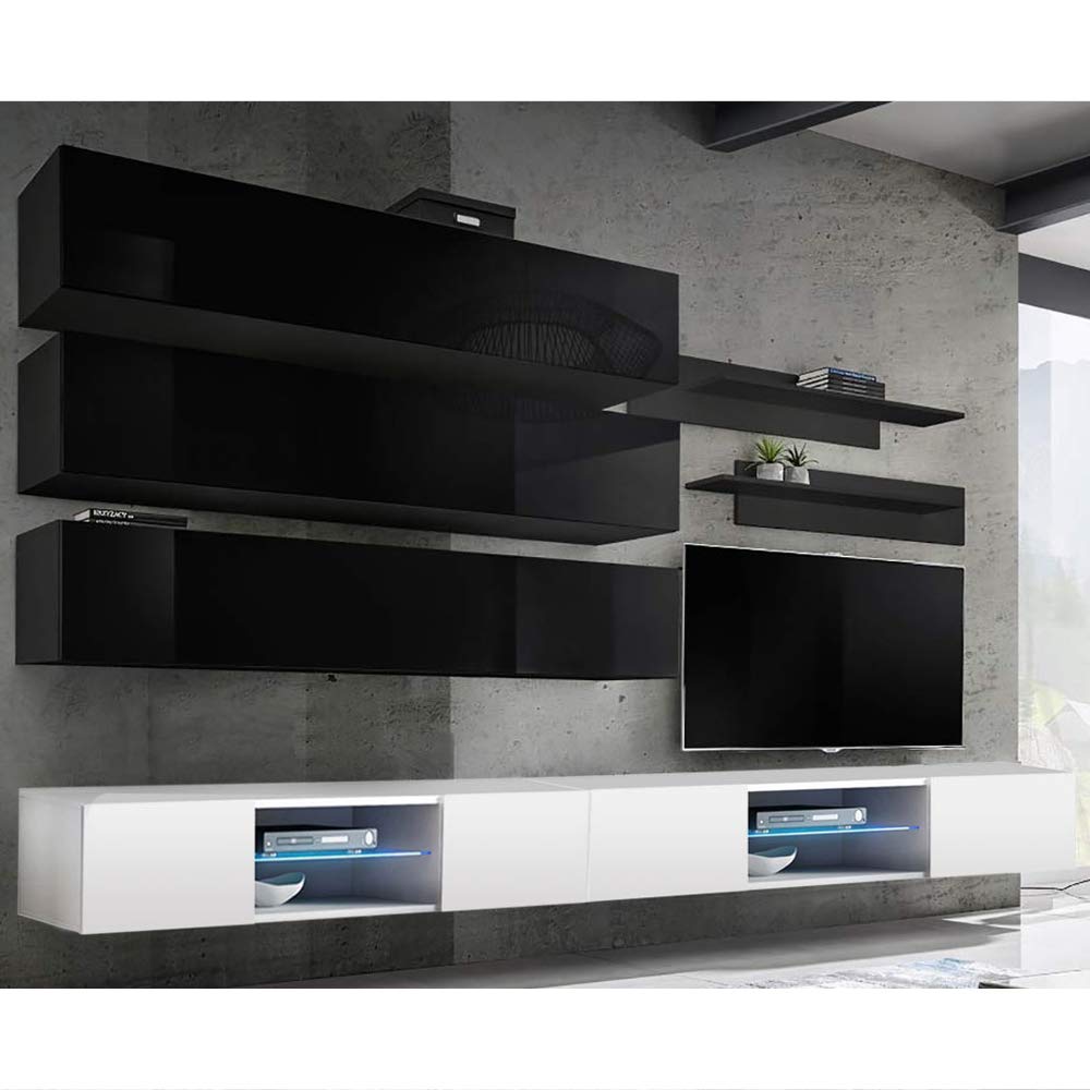 Modern Floating TV Stand with Storage & LED Lights - Wall-Mounted Entertainment Center Console for Bedroom & Living Room - 33