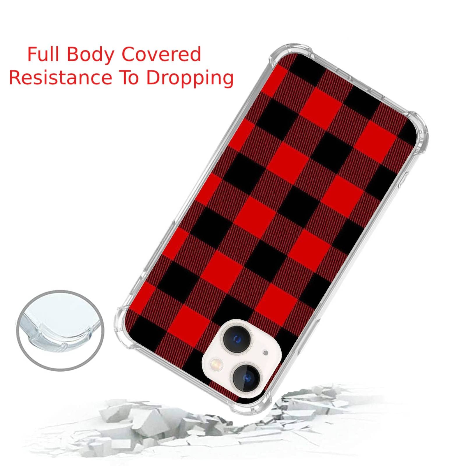 Buffalo Plaid iPhone 13 Case - Fashion Tartan Fabric Pattern Protective Cover with Soft TPU Bumper | Perfect for Everyday Use, Outdoor Activities & Holiday Gifts