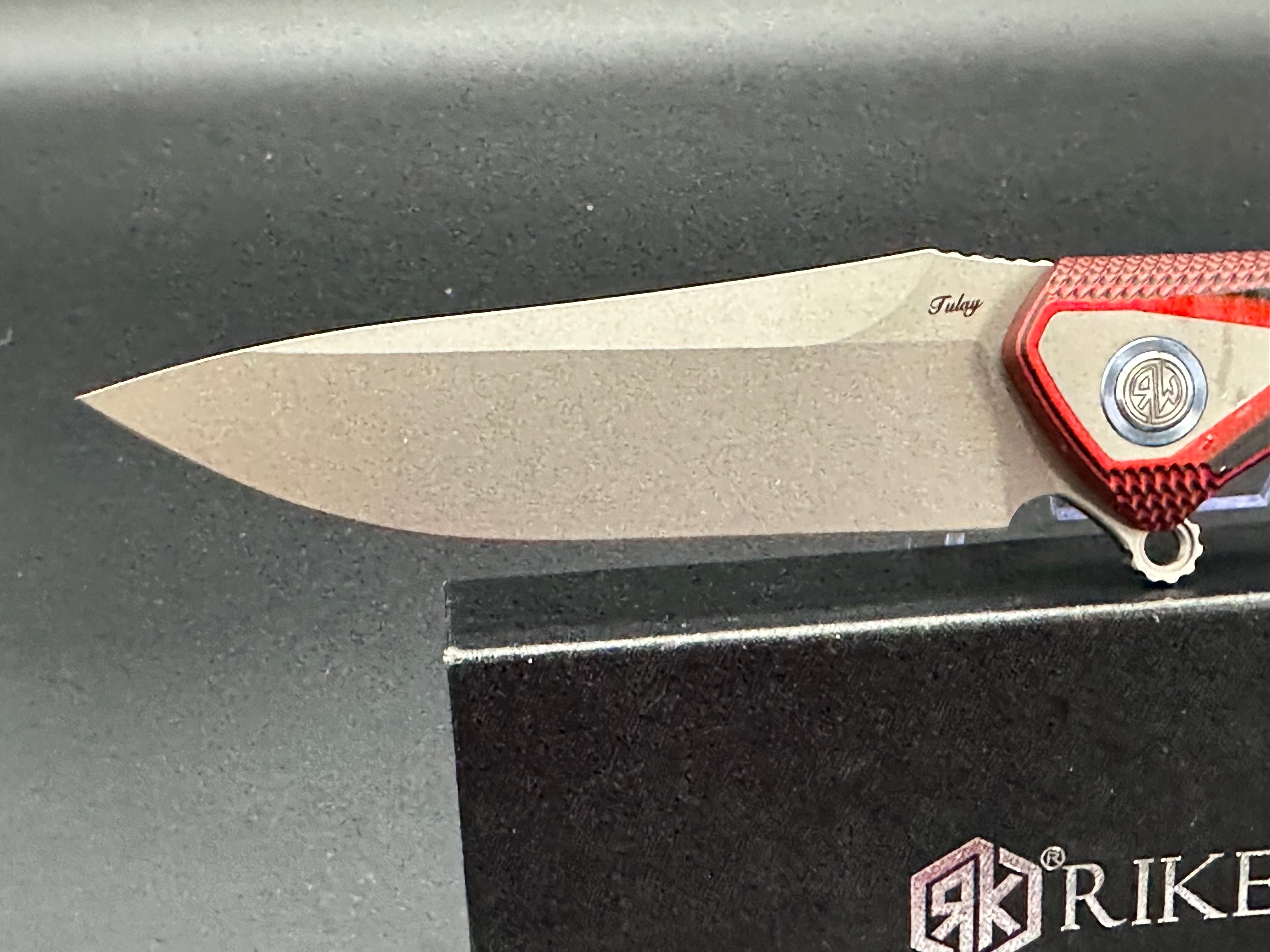 RIKE Tulay Integral Folding Knife - Red G10 & Carbon Fiber Handle - EDC Pocket Knife for Outdoor, Camping, and Everyday Carry