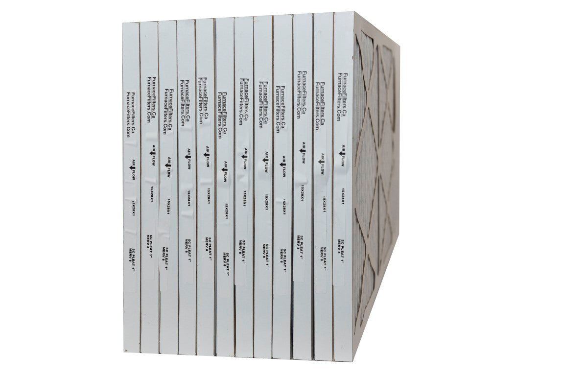 15x28x1 MERV 8 Pleated Air Filters (12-Pack) - High Efficiency Furnace & AC Filters for Home, Office & Commercial Use - Traps Dust, Pollen & Allergens